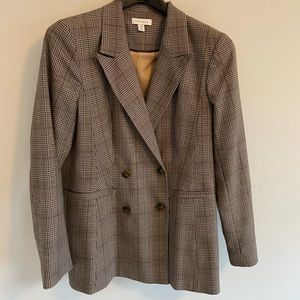 Topshop gray plaid double breasted blazer 10